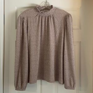 New Loft Dot Smocked Neck Blouse, size L